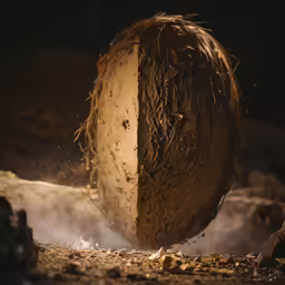 a very close up of a piece of food on the ground