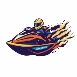 a man riding a jet ski in the air