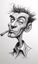 drawing of a man smoking a cigarette