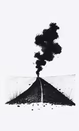 a cloud of smoke billows over a road
