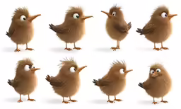 a bunch of different types of birds with big eyes
