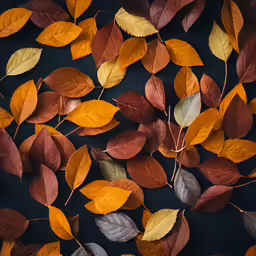 various leaves are arranged in the shape of squares