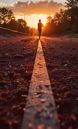 a person walks on a path next to some water