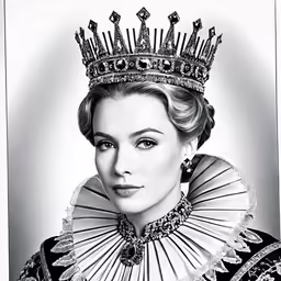 a drawing of a woman wearing a tiara