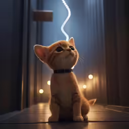 a cat is sitting on the floor with a candle behind it
