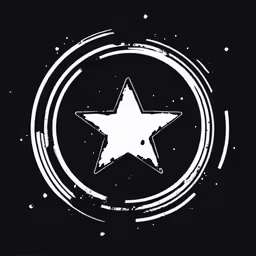 white star on black background, grungy effect