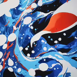 water painting of bubbles and red white blue