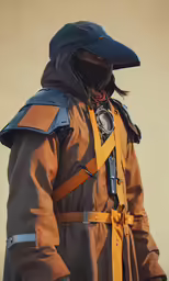 a person in costume and a hat with a camera on their shoulder