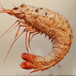 a large shrimp that is inside a persons hand