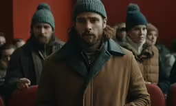 a man is standing in front of a group of people