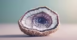 a large piece of fruit with a eye inside
