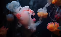 a woman blowing the fluff of a flower on it