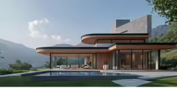 an outdoor view of a modern home
