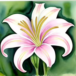 a pink and white flower sitting on top of a green background