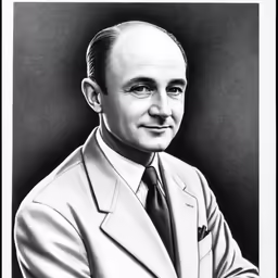 a drawing of an older gentleman in a suit