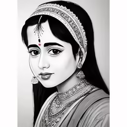 a drawing of a girl wearing jewelry on her face