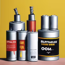 several metal cans in line sitting side by side