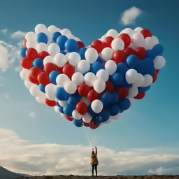 someone is flying their balloons in the air