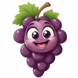 a cute cartoon grape character for children