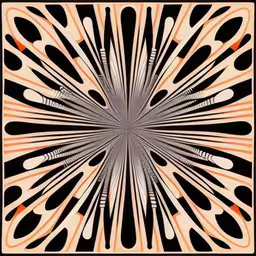 a design that resembles a black and orange sunburst with a dark center