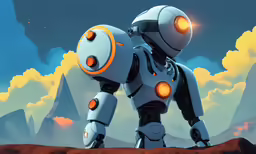 a cartoon humanoid in space with its head back, looking down