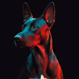 an animal that is looking up in the dark