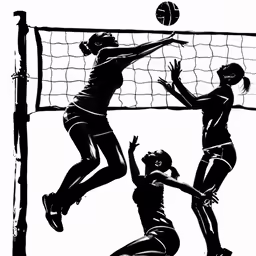 two women are playing volley ball by herself