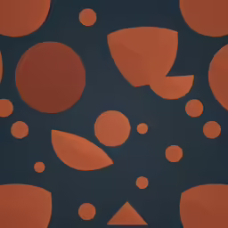 some orange circles and orange dots on a dark background