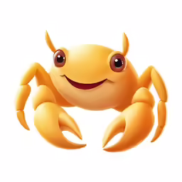 a cartoon crab with happy eyes smiling