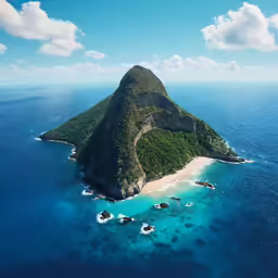 there is an island with two water skiers in it