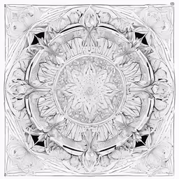 the pattern in the work of art is made from white marble