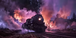 there is a train that is going down the tracks
