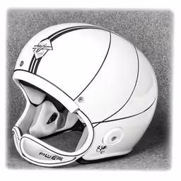 the helm of the motorcycle helmet with white and black stripes