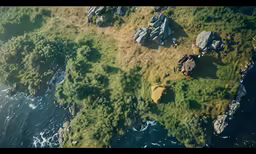 there are many green plants in the rock area