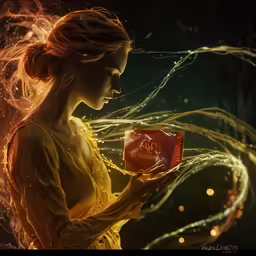 a beautiful lady with a red box in her hands