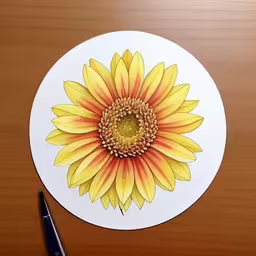 a watercolor drawing of a sunflower