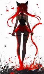 an anime image with red paint