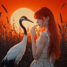 an illustration with a bird and the sun
