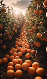 an orange farm with an abundance of oranges ready for picking