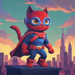 an illustration of a cat with a superhero cape
