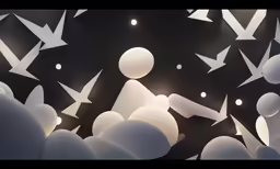 a black and white photo with stars and circles