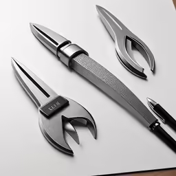 a pen, scissors and some other tools are arranged on a piece of paper