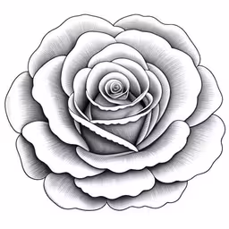 an abstractly decorated flower on a white background,a beautiful single white rose drawing on paper