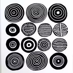 a white paper with circles and lines,a black and white photo of circular circles