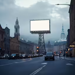 a billboard that is on the side of the road
