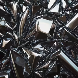 a 3d photograph of a bunch of shiny mirrors
