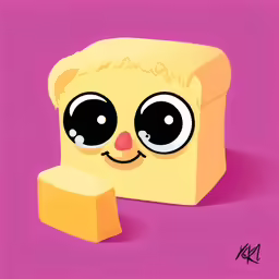 a piece of cheese with eyes and some sort of face