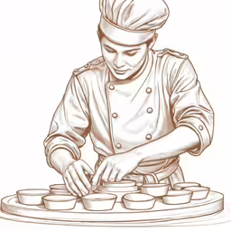 a chef puts food into the plates for the plate