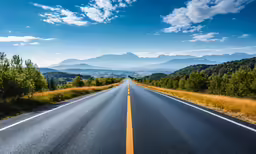 the view from a long straight empty highway