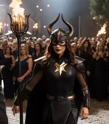 the dc superhero character in costume is standing in front of a crowd